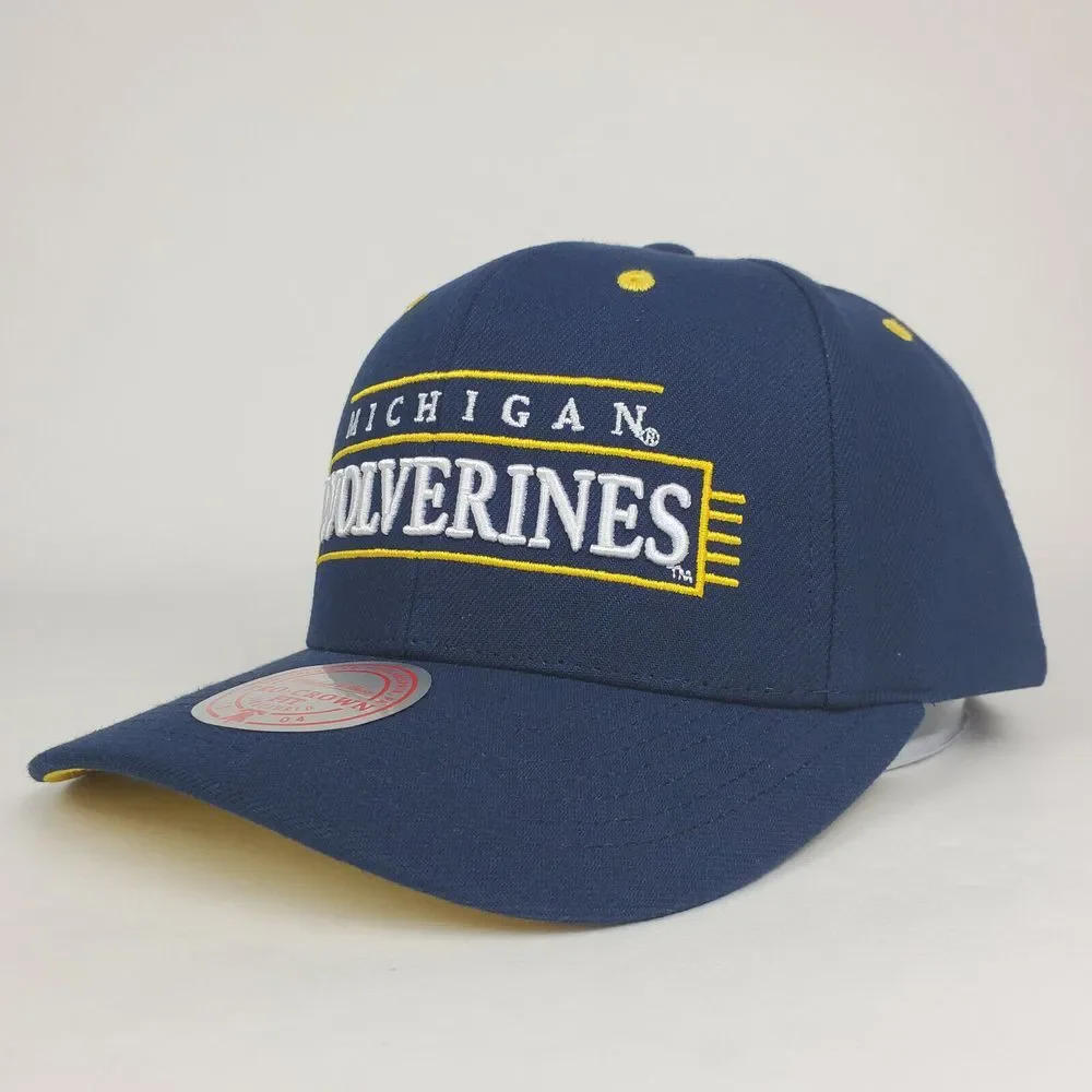 Michigan Wolverines Mitchell & Ness NCAA Pro Fit Snapback Hat Cap‎ 3D Logo NWT